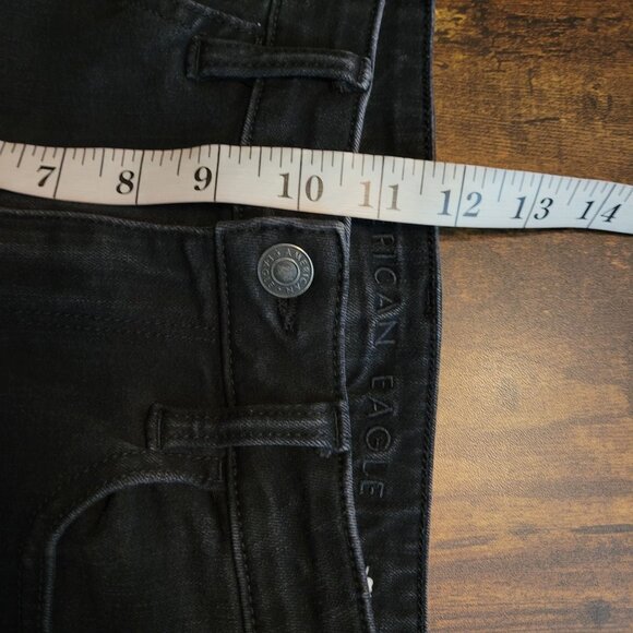 American Eagle 8 R Jegging Super Hi Rise 360 Next Level Stretch Black Wash - Picture 9 of 12